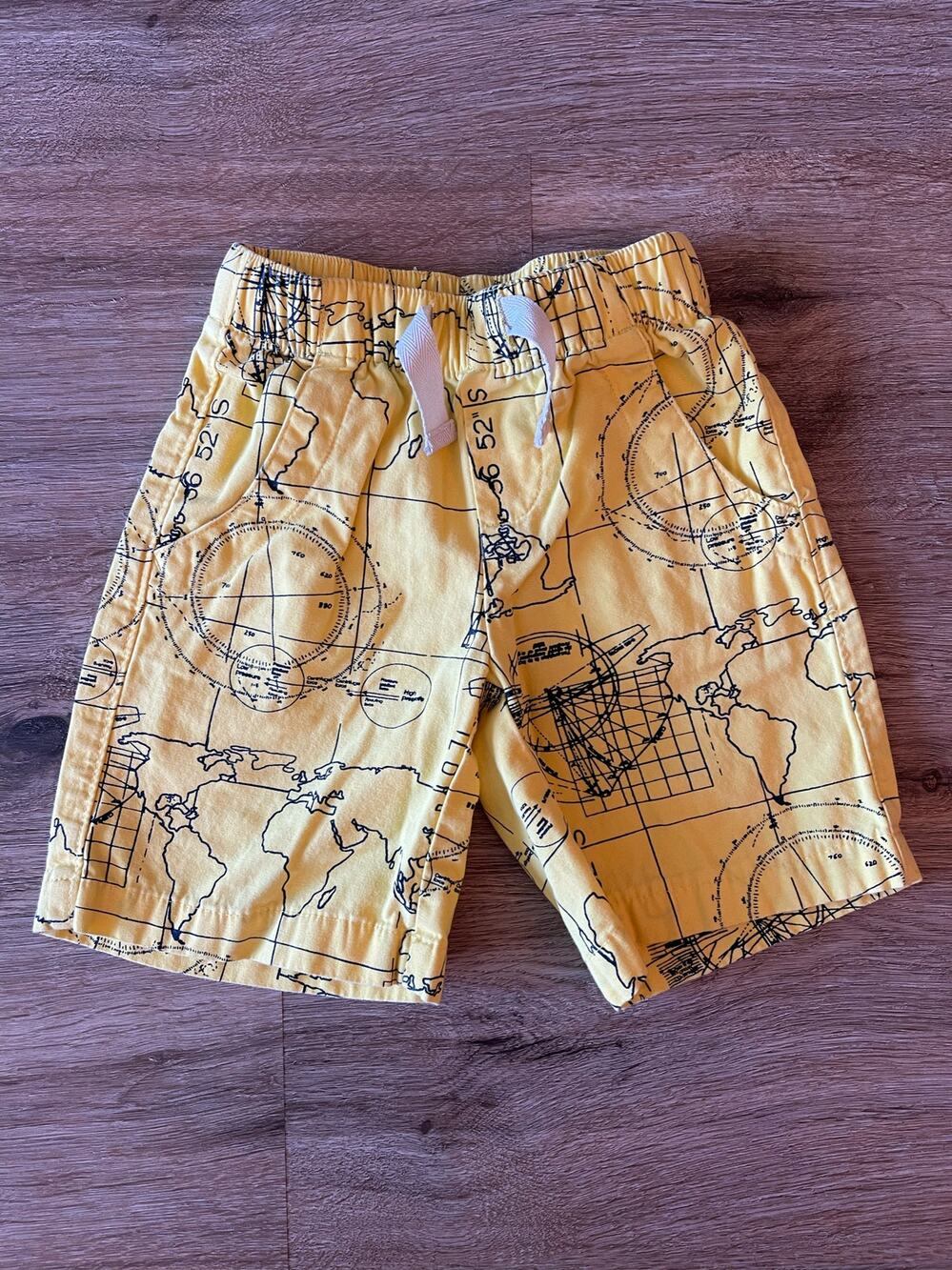 Yellow Nautica Map Atlas Design Shorts Size 2T